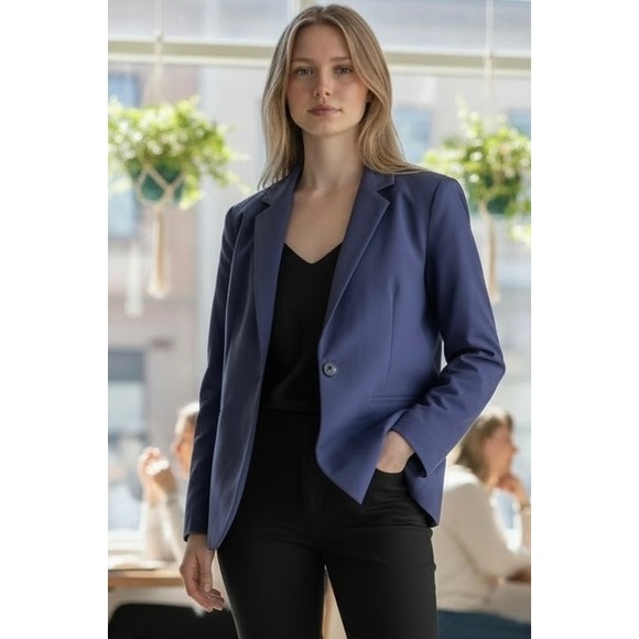 Beige Botany Jackets & Blazers - Beige Botany Blue Two Button Tailored Blazer Jacket A1794J SM